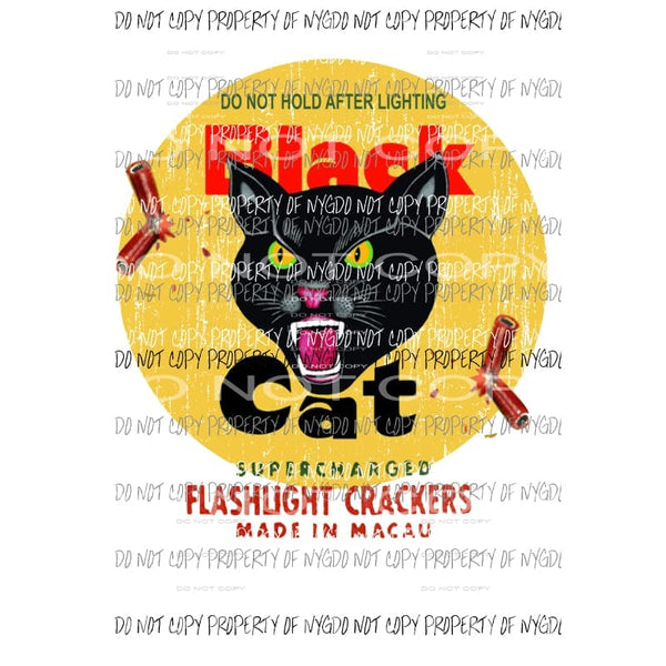 Black Cat # 4 USA America Fireworks Sublimation transfers Heat Transfer