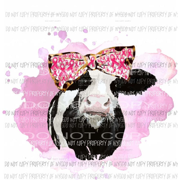 Black Cow #4 pink breast cancer awareness ribbon bow Sublimation transfers Heat Transfer
