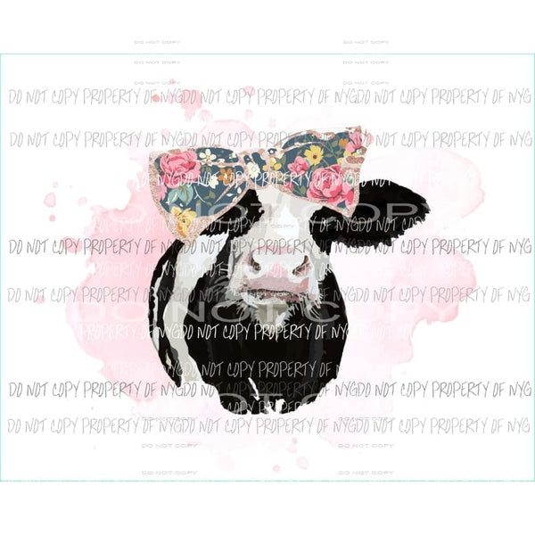 Black Cow #5 floral print bow Sublimation transfers Heat Transfer