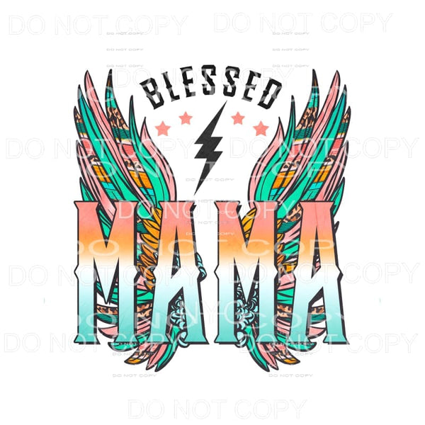 Blessed Mama Wings Retro Sublimation transfers - Heat 
