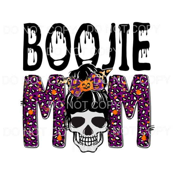 Boojie Mom Purple Orange Leopard Skull Messy Bun #498 