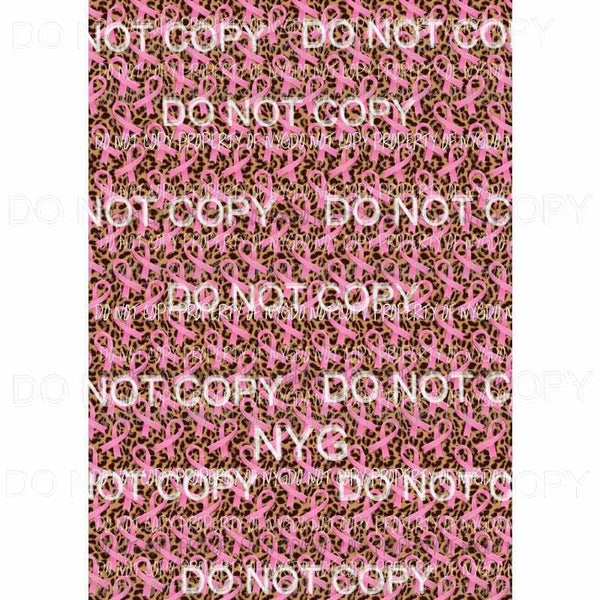 Breast Cancer Awareness Pink Ribbons Leopard Sheet Sublimation transfers 13 x 9 inches Heat Transfer