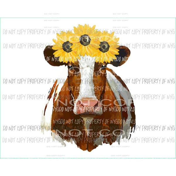 Brown Cow #2 sunflowers headband Sublimation transfers Heat Transfer