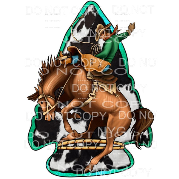 Bucking Bronco Horse Cowboy Cowhide Green Arrowhead #2018 