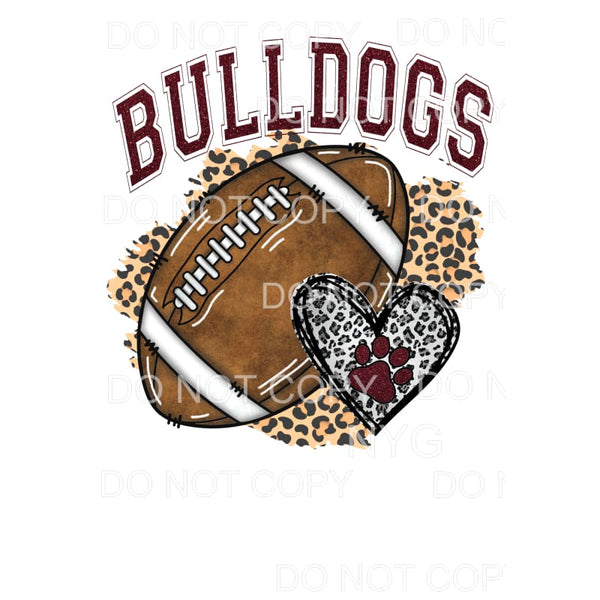 Bulldogs Football Maroon Glitter Heart Leopard Mississippi 