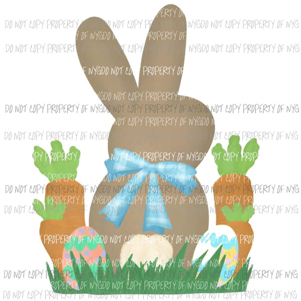 Bunny and eggs #3 carrots blue bow Easter Sublimation transfers Heat Transfer