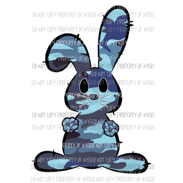 Camo Bunny #3 blue Sublimation transfers Heat Transfer