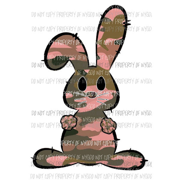 Camo Bunny #3 pink Sublimation transfers Heat Transfer