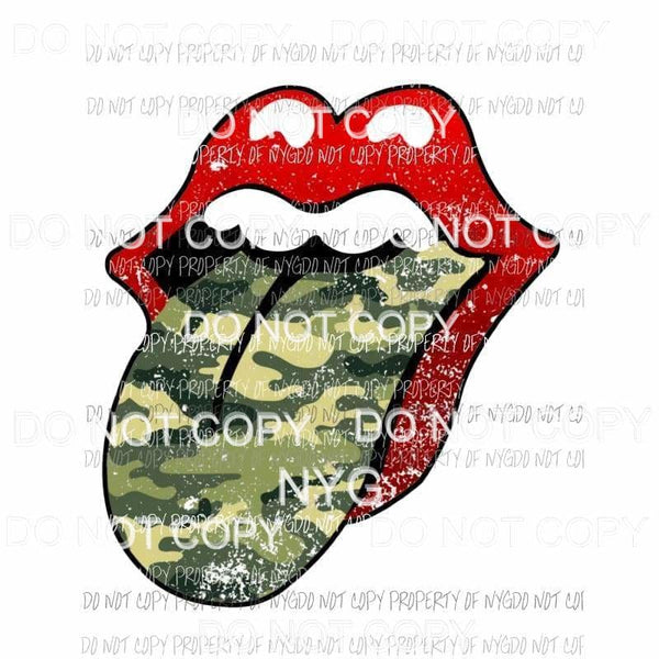Camouflage tongue red rolling stones lips Sublimation transfers Heat Transfer