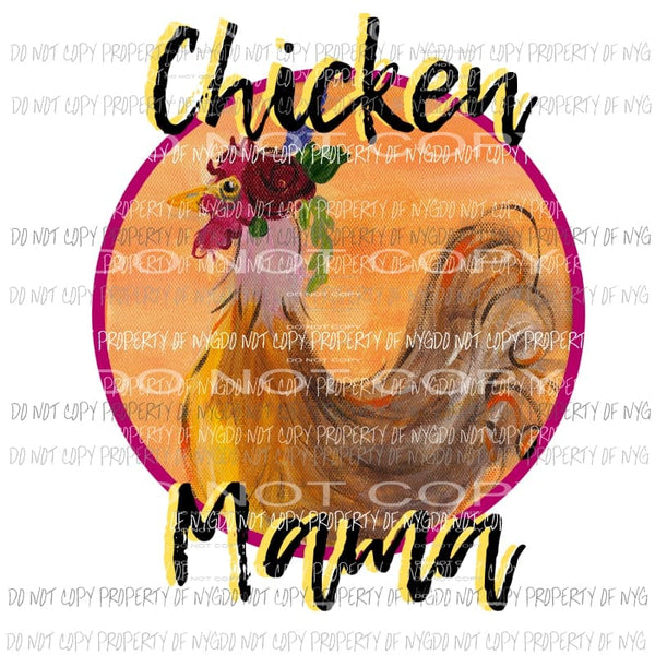 Chicken Mama watercolor orange red circle Sublimation transfers Heat Transfer