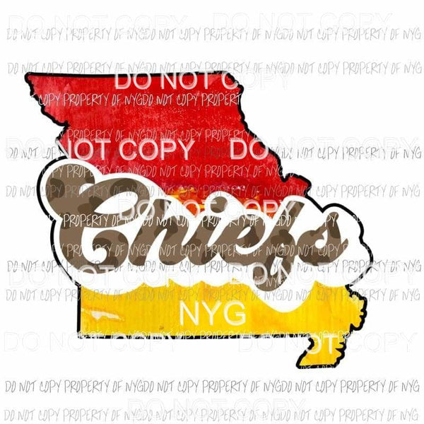 Chiefs state outline Kansas City red gold watercolor Sublimation transfers Heat Transfer