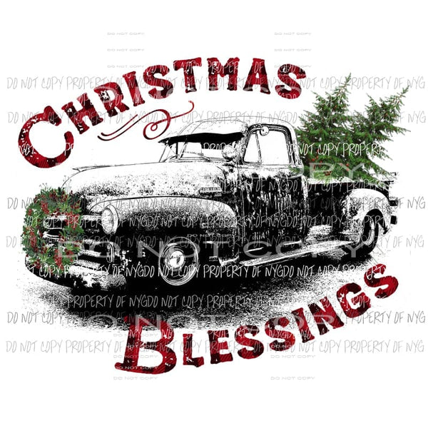 Christmas Blessings Truck Sublimation transfers Heat Transfer