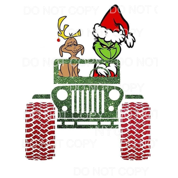 Christmas Jeep The Grinch Reindeer #1816 Sublimation 