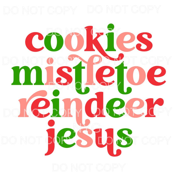 Cookies Mistletoe Reindeer Jesus Retro #1176 Sublimation 
