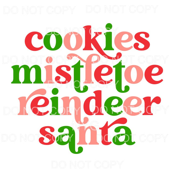 Cookies Mistletoe Reindeer Santa Retro #1177 Sublimation 