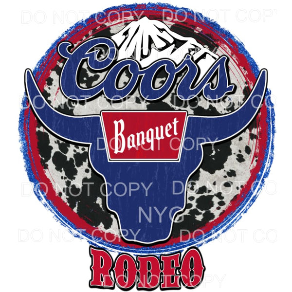 Coors Banquet Rodeo Longhorn Bull Cowhide Red Blue Circle 