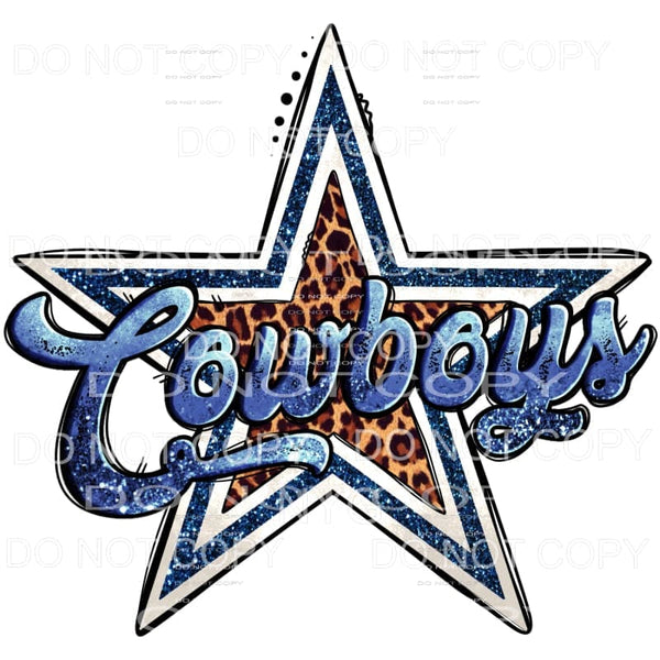 Cowboys Dallas Football Star Blue Glitter Leopard #798 