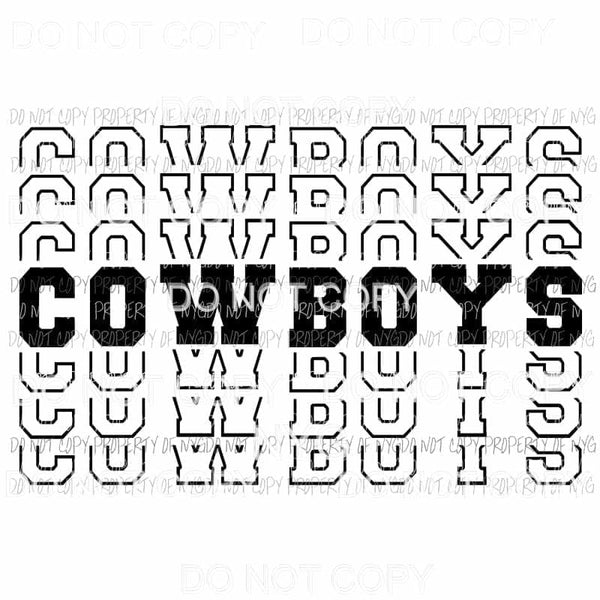 Cowboys mirrored stacked Sublimation transfers Heat Transfer