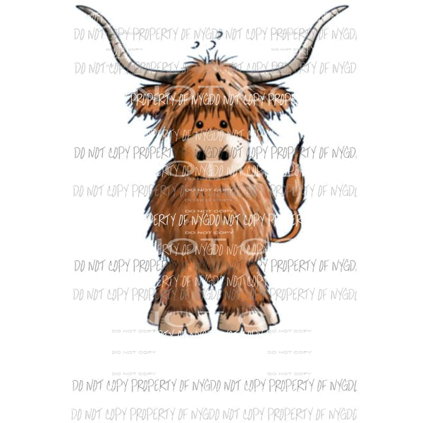 Cute Brown Bull Sublimation transfers Heat Transfer