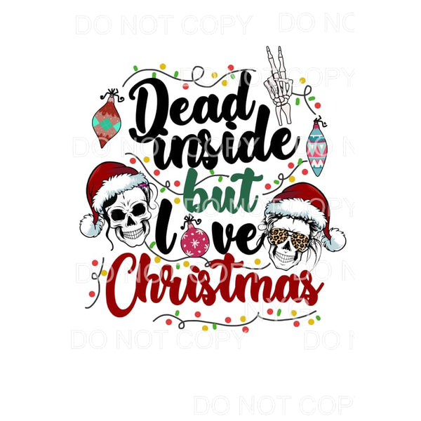 Dead Inside But Love Christmas Girl Boy Skull Santa Hat 