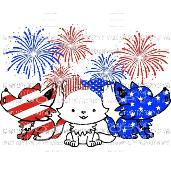 Dogs trio fireworks red white blue american usa Sublimation transfers Heat Transfer