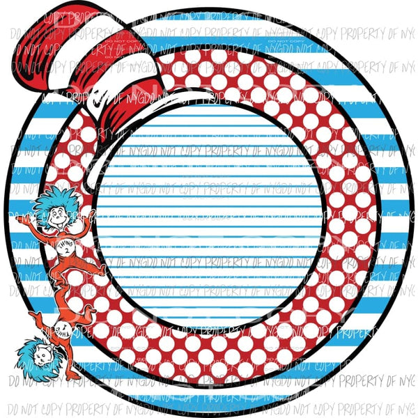 Dr Seuss circle frame red blue Sublimation transfers Heat Transfer