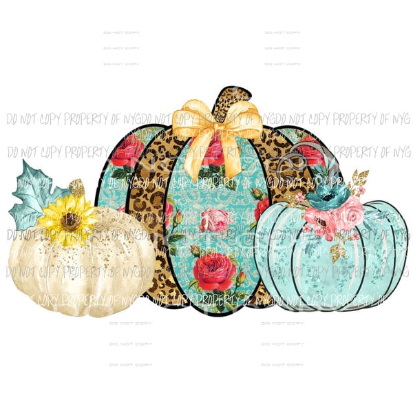 Fall Pumpkin Trio leopard and roses Sublimation transfers Heat Transfer