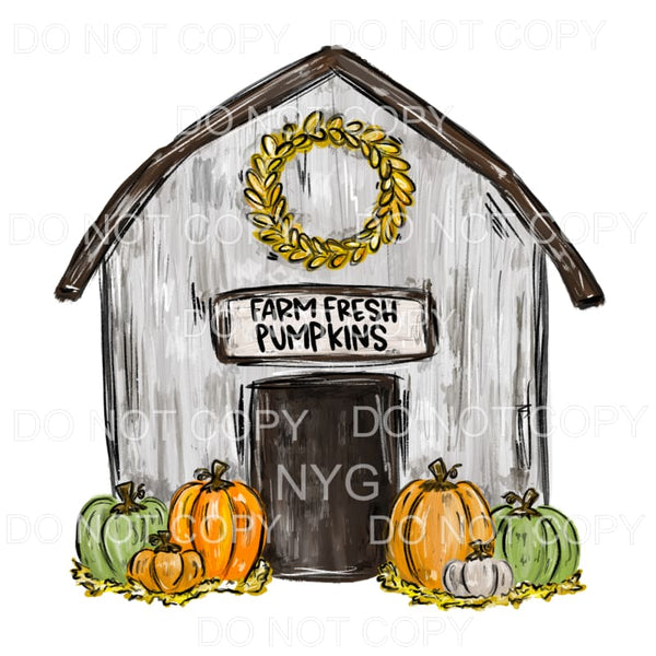 Farm Fresh Pumpkins Gray Barn Fall Colors #819 Sublimation 