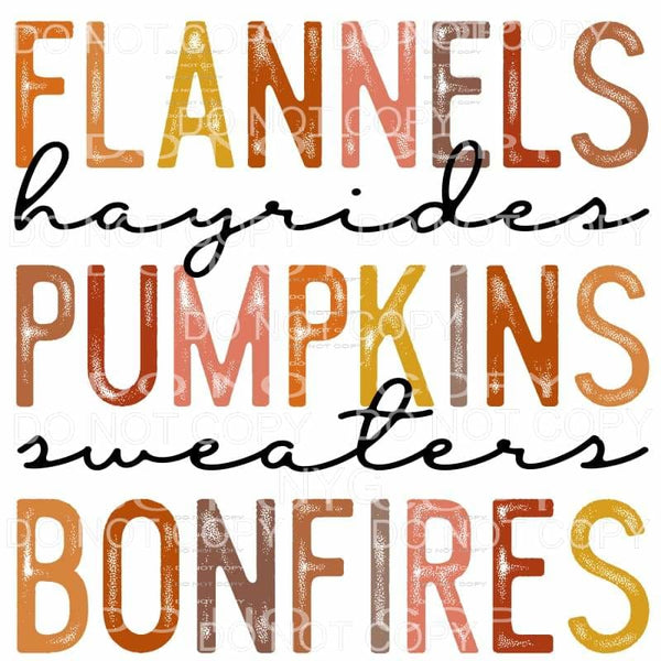 Flannels Hayrides Pumpkins Sweaters Bonfires Fall Colors 