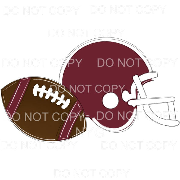 Football and Helmet Maroon White #768 Sublimation transfers 