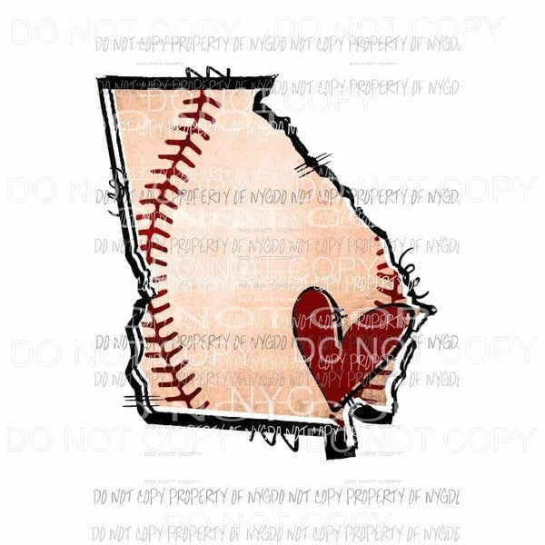 Georgia Baseball state outline red heart Sublimation transfers Heat Transfer