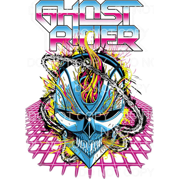 Ghost Rider Marvel Neon Grid Retro Vintage Sublimation 