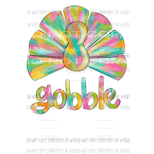 gobble watercolor turkey Sublimation transfers Heat Transfer