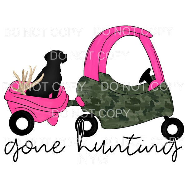 Gone Hunting Pink Camo Kids Coupe Car Wagon Dog Antlers 