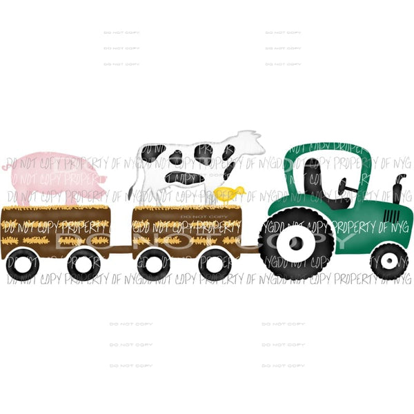 Green Tractor Farm Animals cow pig Sublimation transfers Heat Transfer