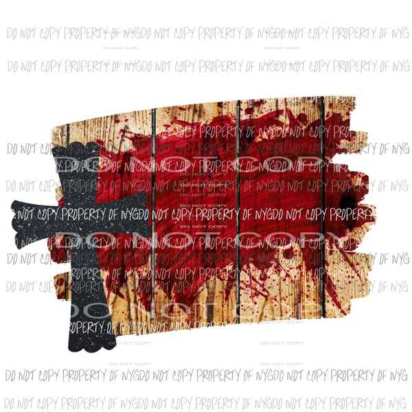 Halloween # 12 black cross red blood horror Sublimation transfers Heat Transfer