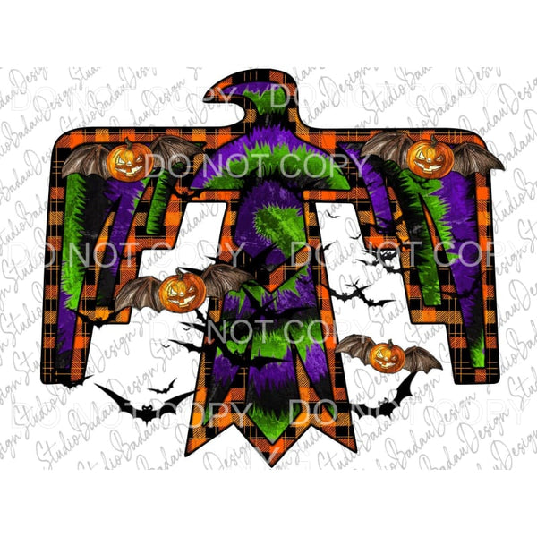Halloween Native American Totem Eagle Orange Plaid Purple 