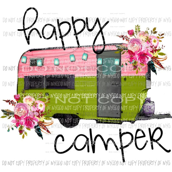 Happy Camper Floral Camper Sublimation transfers Heat Transfer