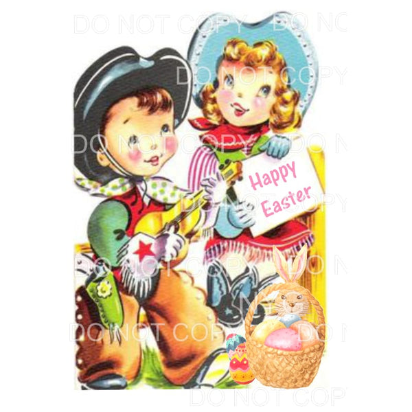 Happy Easter cowboy cowgirl 2 Sublimation transfers - Heat 