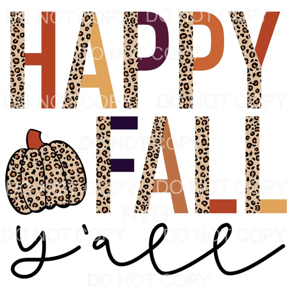 Happy Fall Y’all Half Leopard Pumpkin #829 Sublimation 