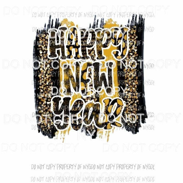 Happy New Year #20 black gold Sublimation transfers Heat Transfer