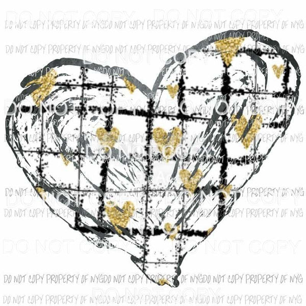 Heart #10 gold hearts Sublimation transfers Heat Transfer