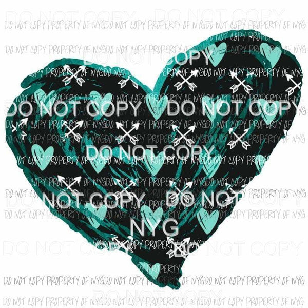 Heart #7 turquoise hearts Sublimation transfers Heat Transfer