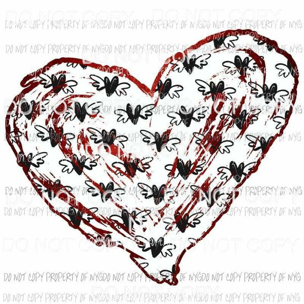 Heart #9 red heart with wings Sublimation transfers Heat Transfer