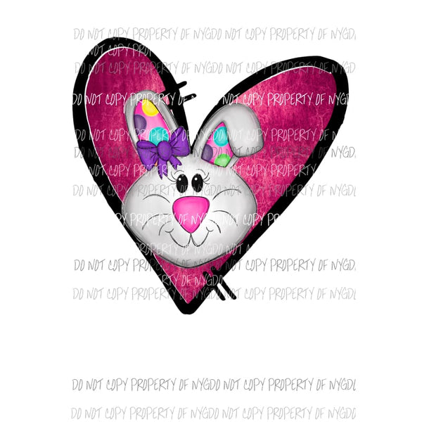 Heart Bunny #1 girl purple bow Sublimation transfers Heat Transfer