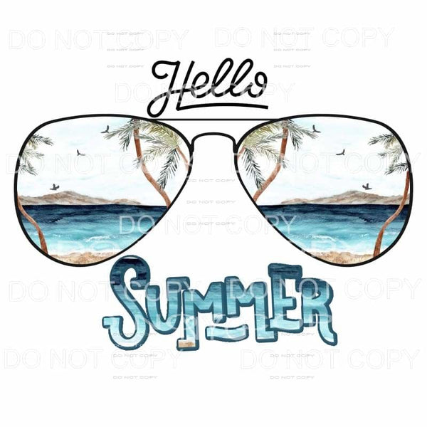 Hello Summer Water Scene Glasses Watercolor Sublimation 