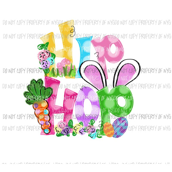 Hip Hop #2 rabbit ears carrot eggs polka dots pastel colors Sublimation transfers Heat Transfer