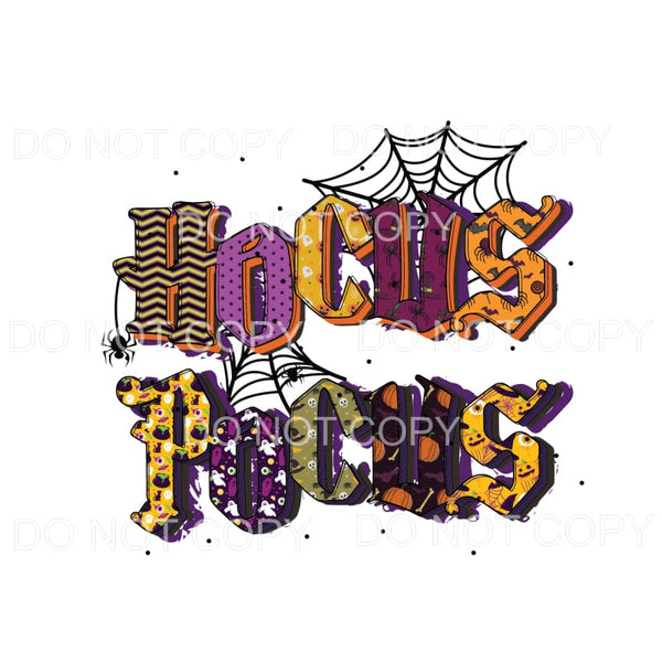 Hocus Pocus Purple Green Orange Halloween Pattern Letters 