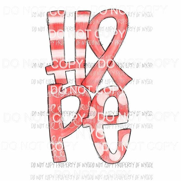HOPE red awareness ribbon Sublimation transfers Heat Transfer