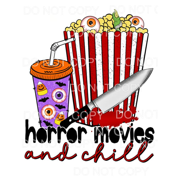 Horror Movies And Chill Drink Popcorn Knife Halloween #729 